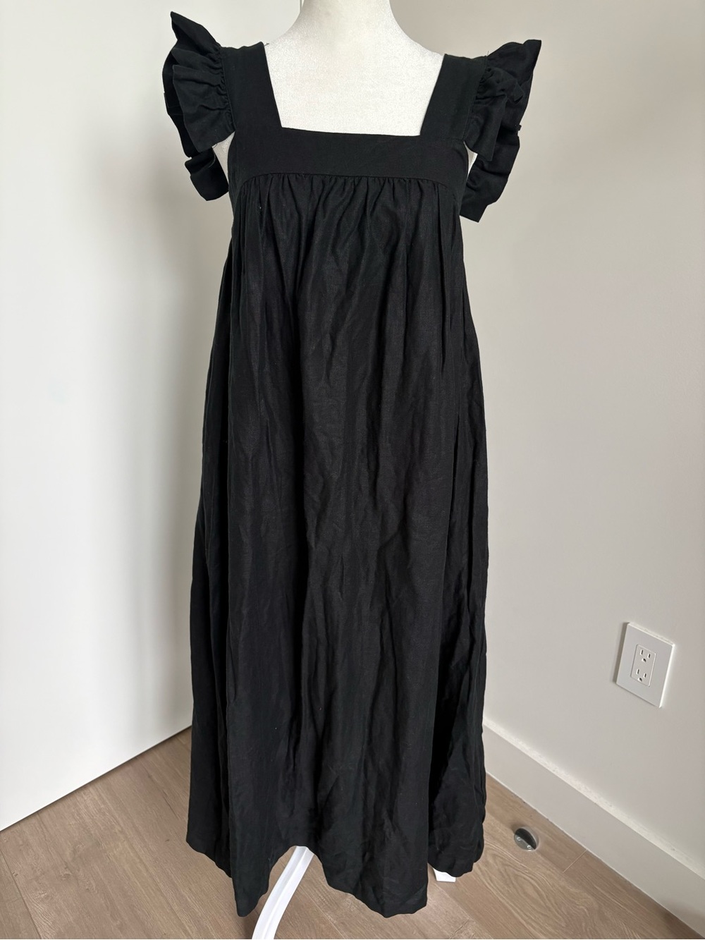 a. new day women’s linen blend black dress